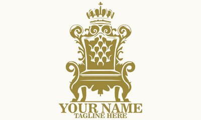 elegant throne logo icon. elegant throne vector illustration, elegant throne vintage ornate luxury design 