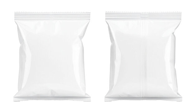 Clear plastic pillow back, Transparent pouch package, isolated on transparent background