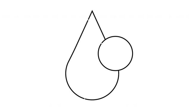 A teardrop shape with a circle to its right connected by a curved line at the bottom