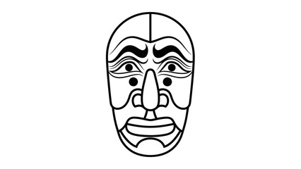 Traditional Korean mask drawing with expressive features.