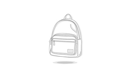Minimalist Line Art Drawing of a Backpack.