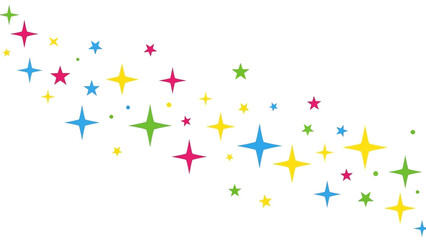Colorful Star Stream on White Background A Vibrant Decorative Design Element