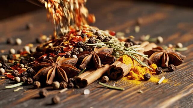Aromatic Spices and Herbs A Culinary Journey of Flavors and Textures.