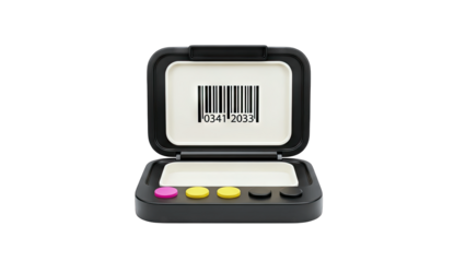 Barcode Scanner with Buttons on White Background
