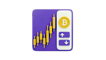 Bitcoin Cryptocurrency Trading Chart with Up and Down Arrows