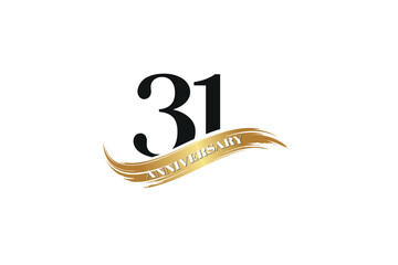 Luxury 31th Anniversary Celebration Logo with Golden Ribbon for Premium Event Branding