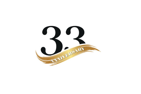 Luxury 33th Anniversary Celebration Logo with Golden Ribbon for Premium Event Branding