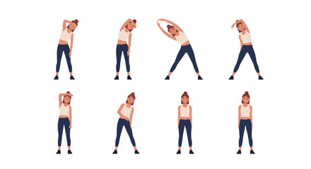 Fototapeta premium Woman stretching exercises poses fitness workout routine