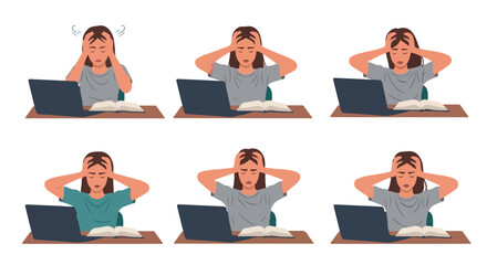 Fototapeta premium Student struggling with studies at desk