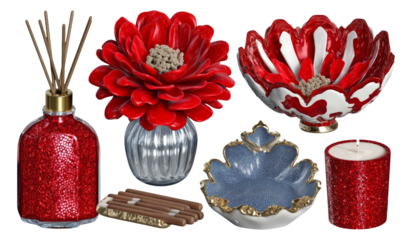 Elegant Aromatherapy Home Spa Set with Red Flowers and Relaxing Accents