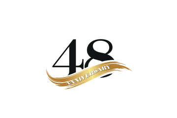 Luxury 48 Anniversary Celebration Logo with Golden Ribbon for Premium Event Branding