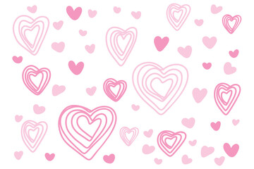 Seamless Pink Doodle Heart Pattern Background. Cute hand-drawn heart pattern background. Perfect for Valentine's Day, wedding, fabric, and romantic digital design. Seamless texture.