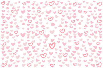 Seamless Pink Doodle Heart Pattern Background. Cute hand-drawn heart pattern background. Perfect for Valentine's Day, wedding, fabric, and romantic digital design. Seamless texture.