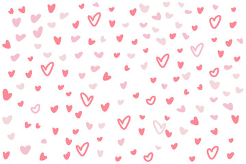 Seamless Pink Doodle Heart Pattern Background. Cute hand-drawn heart pattern background. Perfect for Valentine's Day, wedding, fabric, and romantic digital design. Seamless texture.
