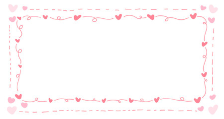 Doodle of heart frame for valentine's day. Hand drawn heart element vector.