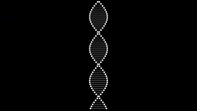 3D rendered animation of rotating DNA on black background