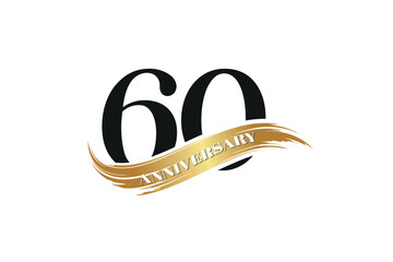 Luxury 60th Anniversary Celebration Logo with Golden Ribbon for Premium Event Branding
