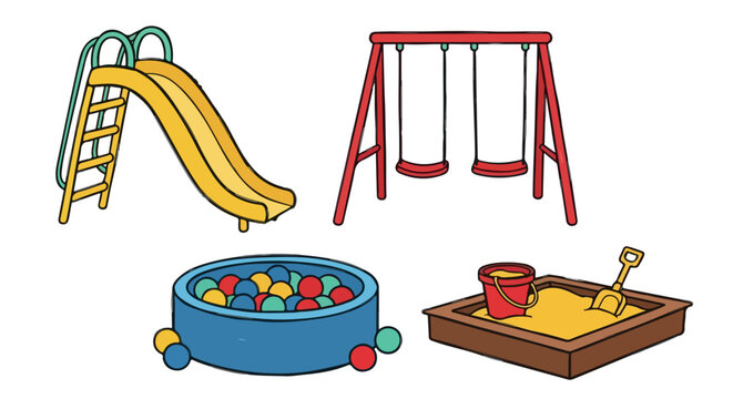 Playground equipment with ball pit and sandbox