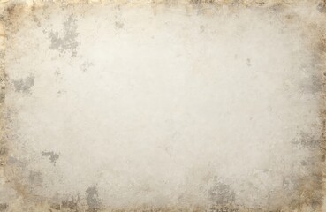 Fototapeta premium Aged paper texture with grunge elements and faded text sections. Light beige surface with distressed worn edges. Suitable for vintage or retro design projects.