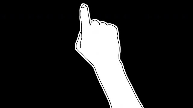 Animated hand icon showing multitouch gestures on black screen.