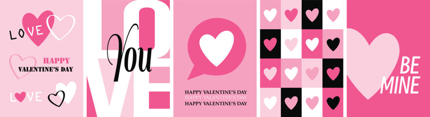 Happy Valentines Day typography with handwritten calligraphy text, isolated on pink background. Romantic Template design for celebrating valentine's Day on 14 February. Vector Illustration