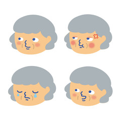 Fototapeta premium シニア女性表情セット/Facial expression illustration set・senior female 