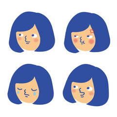 女性表情セット/Facial expression illustration set・female
