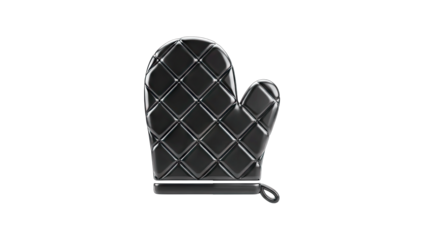 Black Oven Mitt Isolated on White Background