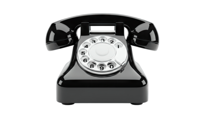 Black Retro Rotary Phone Isolated on White Background
