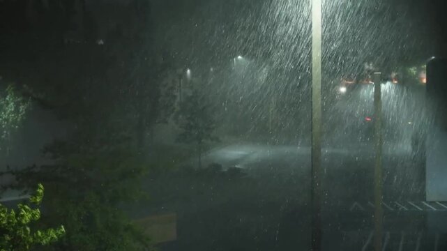 Hurricane Helene Batters the City with Violent Wind and Heavy Night Rain