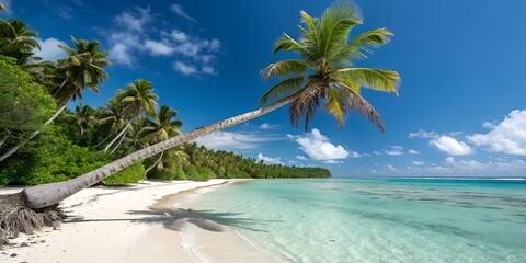 tropical beach with coconut palm trees
