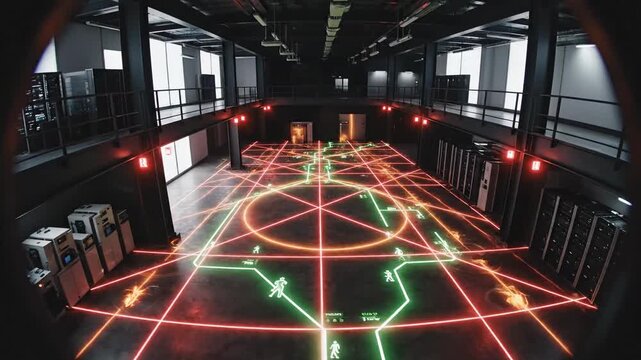 Futuristic Laser Maze Challenge A HighTech Adventure.