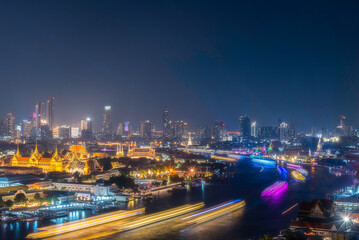 Fototapeta premium Bangkok Royal Palace view of night landscape grand palace of bangkok thailand