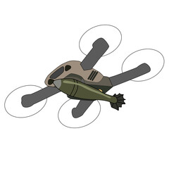 Illustration of Military Drone Carrying a Bomb