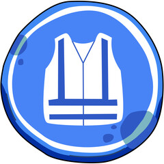 Illustration Safety Vest Icon on Blue Circle
