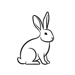 Fototapeta premium Rabbit minimalist style: A charming black and white minimalist line art of a rabbit. It is perfect for various designs. 