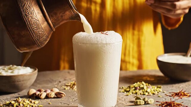 Refreshing Thandai Preparation A Traditional Indian Summer Drink.