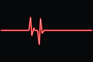 A neon red heartbeat pulse line against a dark backdrop representing life and vitality