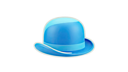 Blue Bowler Hat Isolated on White Background