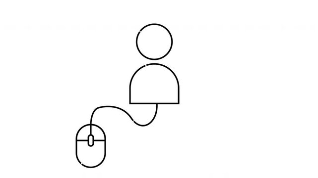 Computer user icon person connected to a mouse