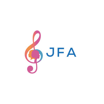 &ldquo;Creative music logo with human silhouettes and treble clef in gradient colors, JFA Later Logo, modern artistic design isolated on white background&rdquo; 
