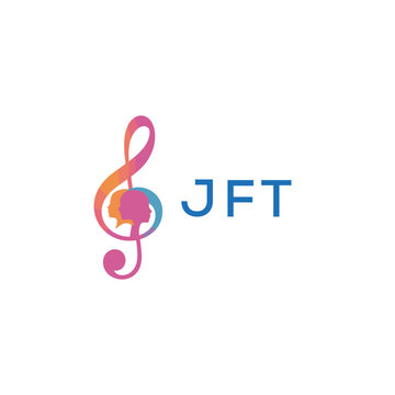 &ldquo;Creative music logo with human silhouettes and treble clef in gradient colors, JFT Later Logo, modern artistic design isolated on white background&rdquo; 
