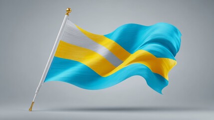 Vector illustration of the Bahamas flag with a heart shaped isolated on plain background. I love Bahamas. Happy Independence Day