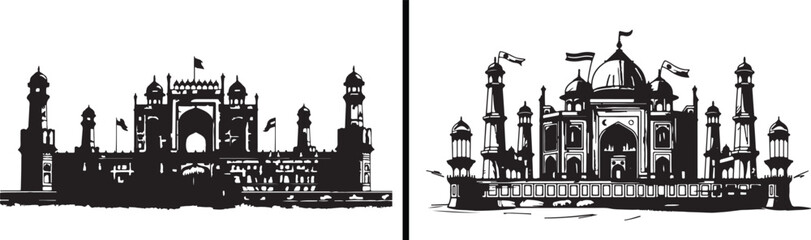 Mosque Silhouette Vector, Islamic Architecture Illustration, Minaret Skyline Design, Religious Landmark Art, Ramadan Mosque Pattern, Islamic City Background, Spiritual Architecture Vector, Arabic Land