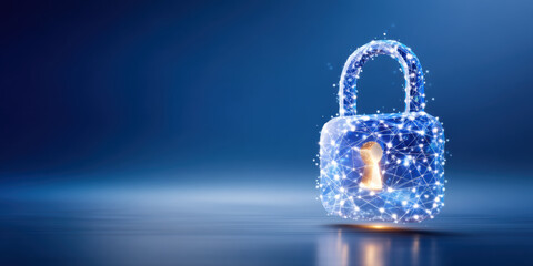 Data secure glowing digital padlock network protection symbol for cybersecurity concept