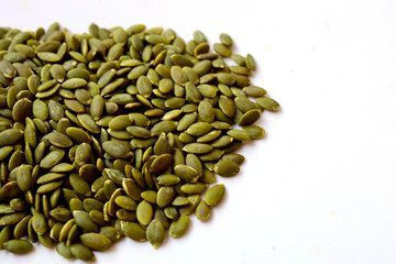 Delicious peeled green pumpkin seeds