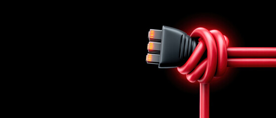 Secure network cable knotted to show data protection and connection tension