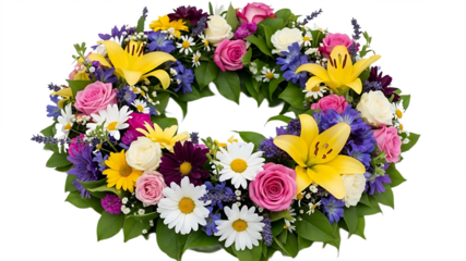 Colorful Spring Flower Wreath with Lilies, Roses, and Daisies.png

