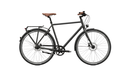 Black City Commuter Bike with Leather Saddle on White Background.png

