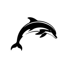 Black Dolphin Vector Silhouette Design